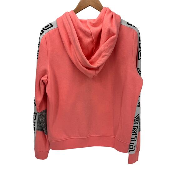 PINK Victoria's Secret Hoodie Womens Large Full Zip Fleece Jacket LOGO Sleeves - Picture 4 of 8